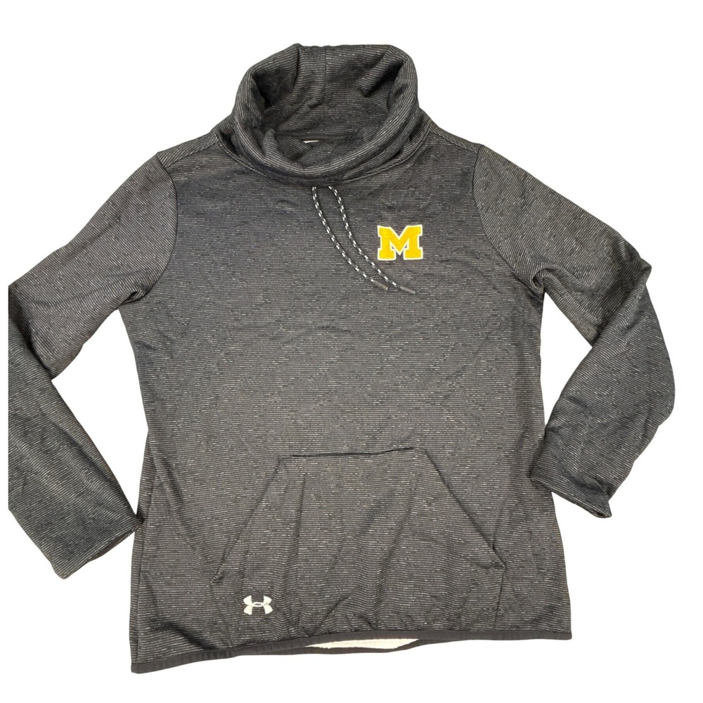 Under Armour Michigan Wolverines ColdGear Funnel‎ Neck Pullover Grey Womens Med
